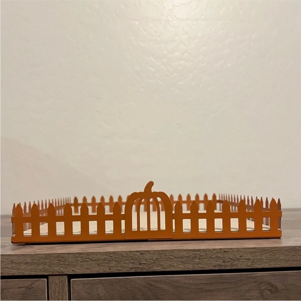 New 2 Tray Set. Target Halloween Black & Orange Staging Trays. Metal & Wood.